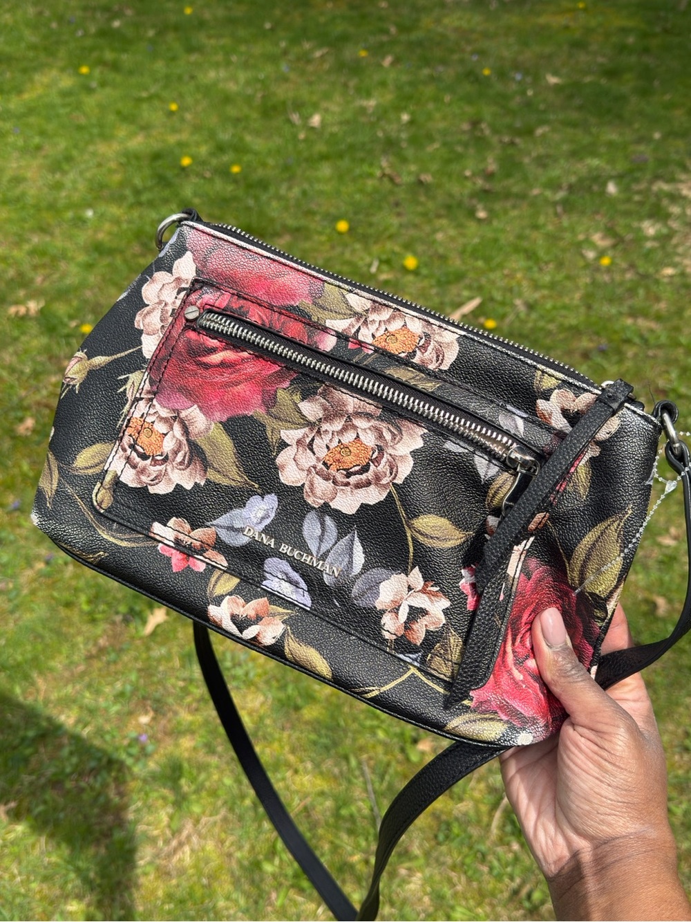 Black Floral Crossbody Bag